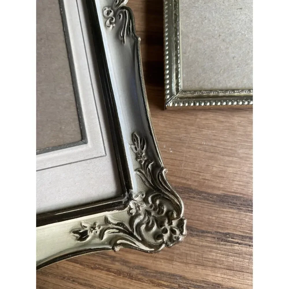 Vintage Brass Frames Ornate Floral White Washed Brass Frame 8x10” 5x7”